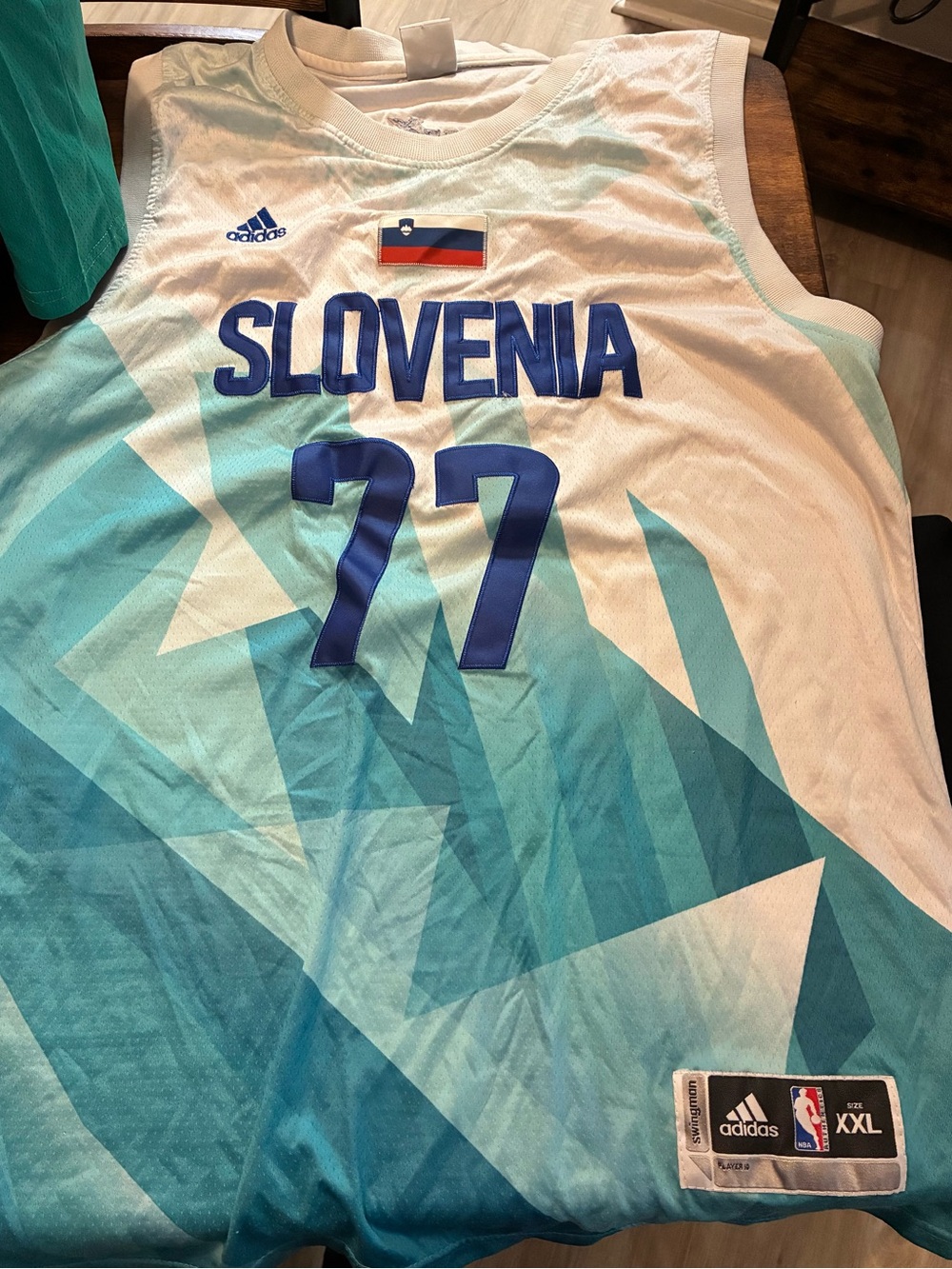 adidas Slovenia Basketball Jersey - White & Teal